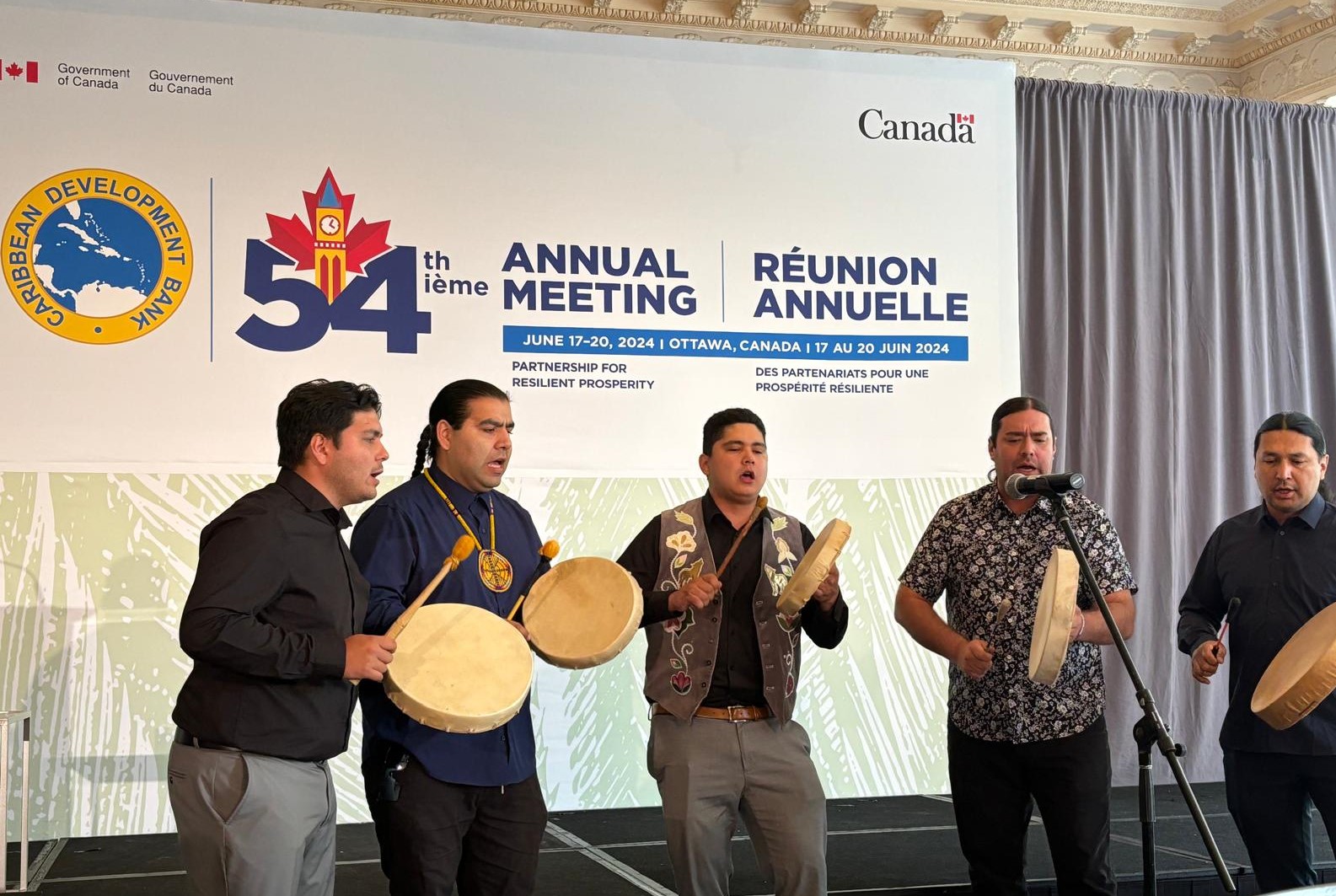 Members of the Eagles Singers performing at the Opening Ceremony of CDB's Annual Meeting 