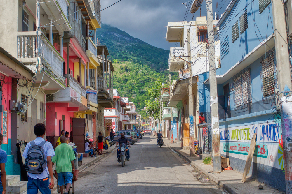 Caribbean street view and buildings 