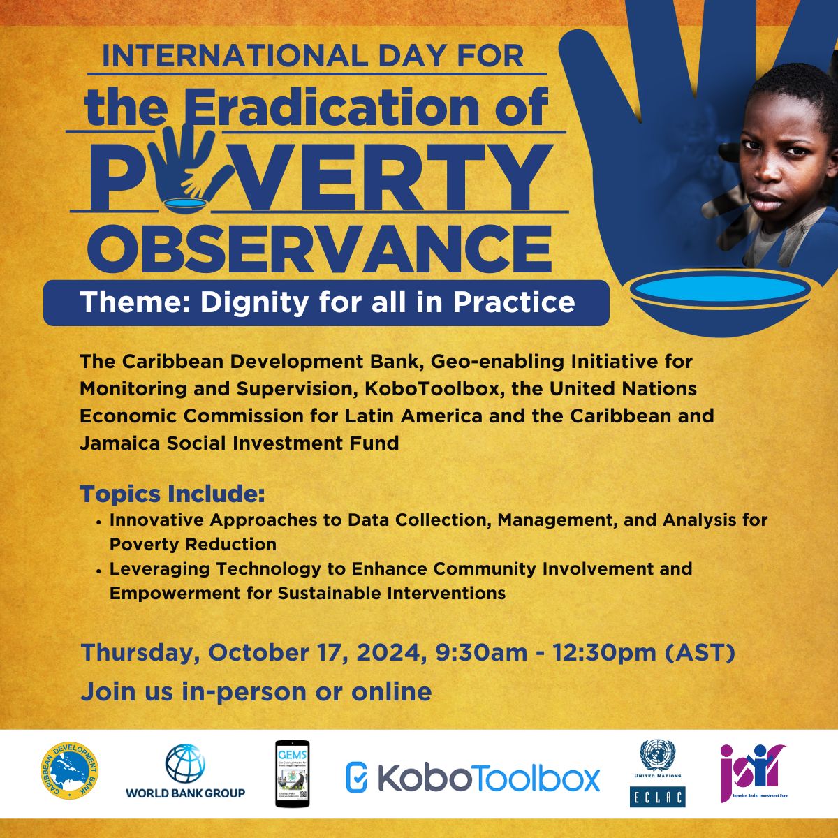 Poster highlighting the observance of International Day for the Eradication of Poverty