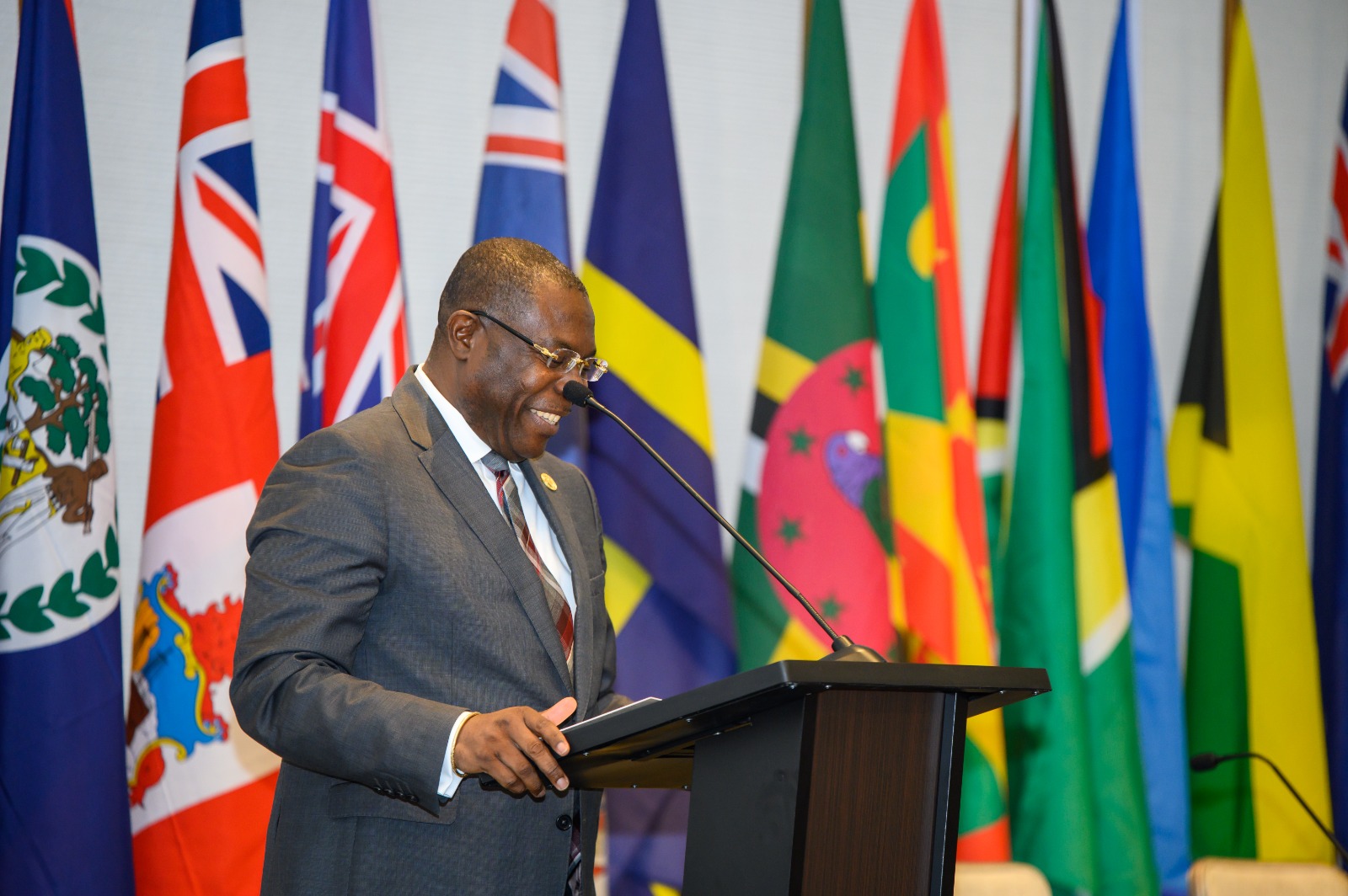 CDB Acting President Mr. Isaac Solomon at the Opening Ceremony of the Regional Symposium on Transforming Education 