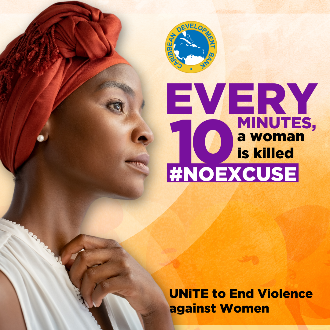 Picture of a woman staring off into space with the words every 10 minutes a woman is killed  and the hashtag no excuse