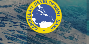 video thumbnail of waves breaking in the background overlayed by CDB's blue and yellow logo and the words, Climate Action Series: Confronting the Caribbean Climate Crisis 