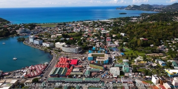 aerial shot of the Saint Lucia coastline