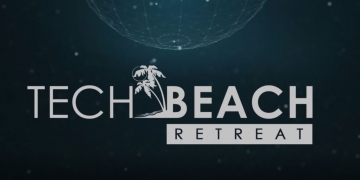 opening scene of video featuring Tech Beach Retreat logo